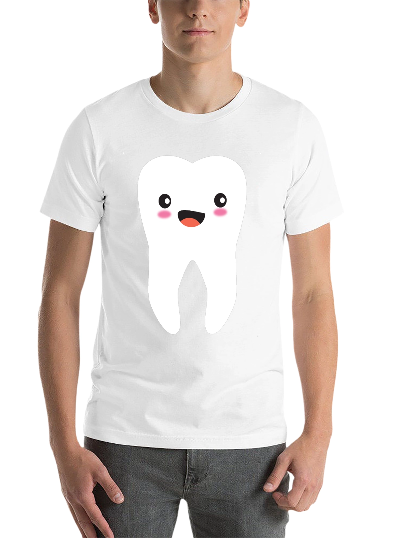 Black Cute Tooth Graphic Tee - Black Cotton T-Shirt view 14