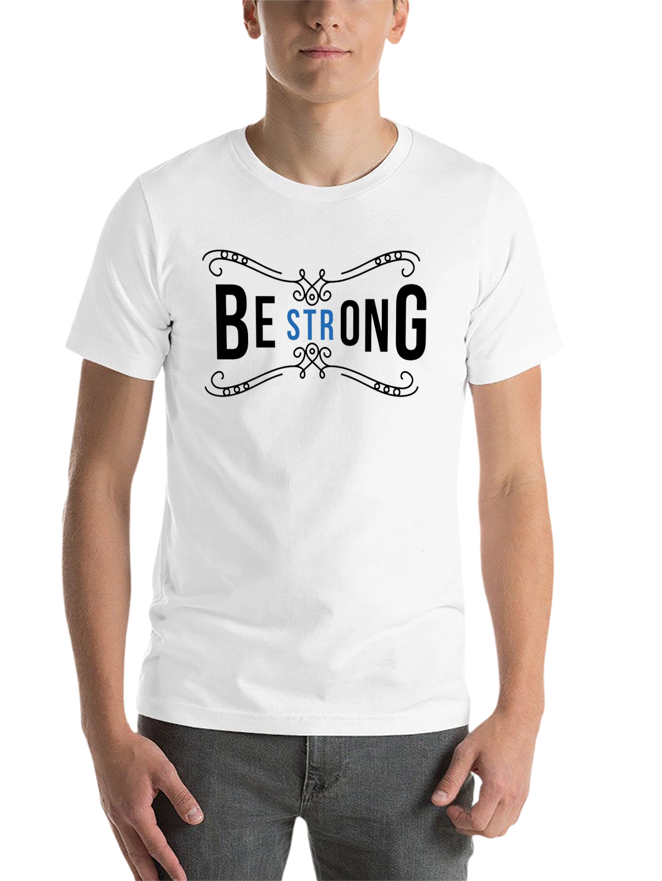 Black Be Strong Graphic T-Shirt - Motivational Black Tee view 14