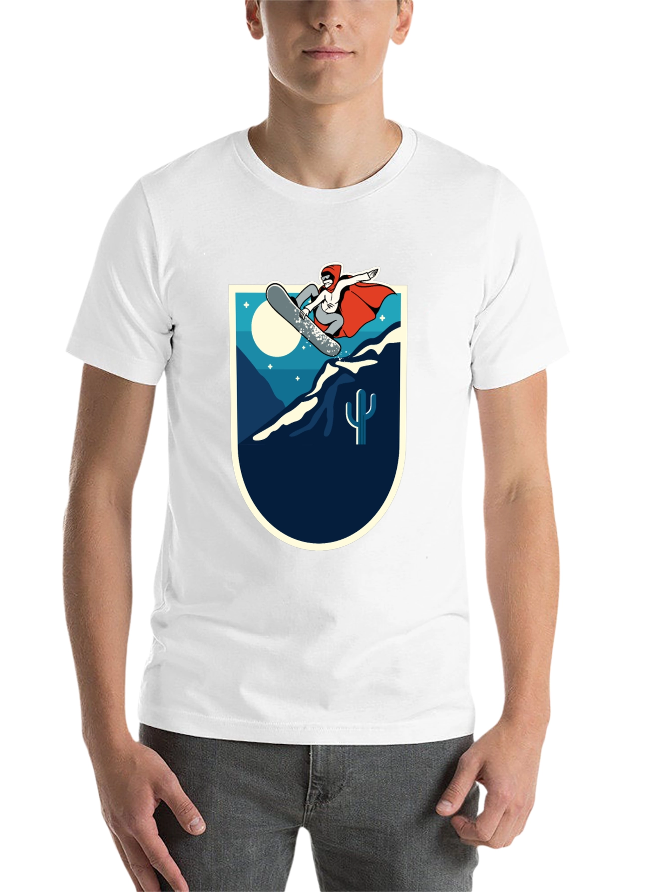 Black Snowboarder Desert Scene Graphic Tee - Black Cotton Blend view 14