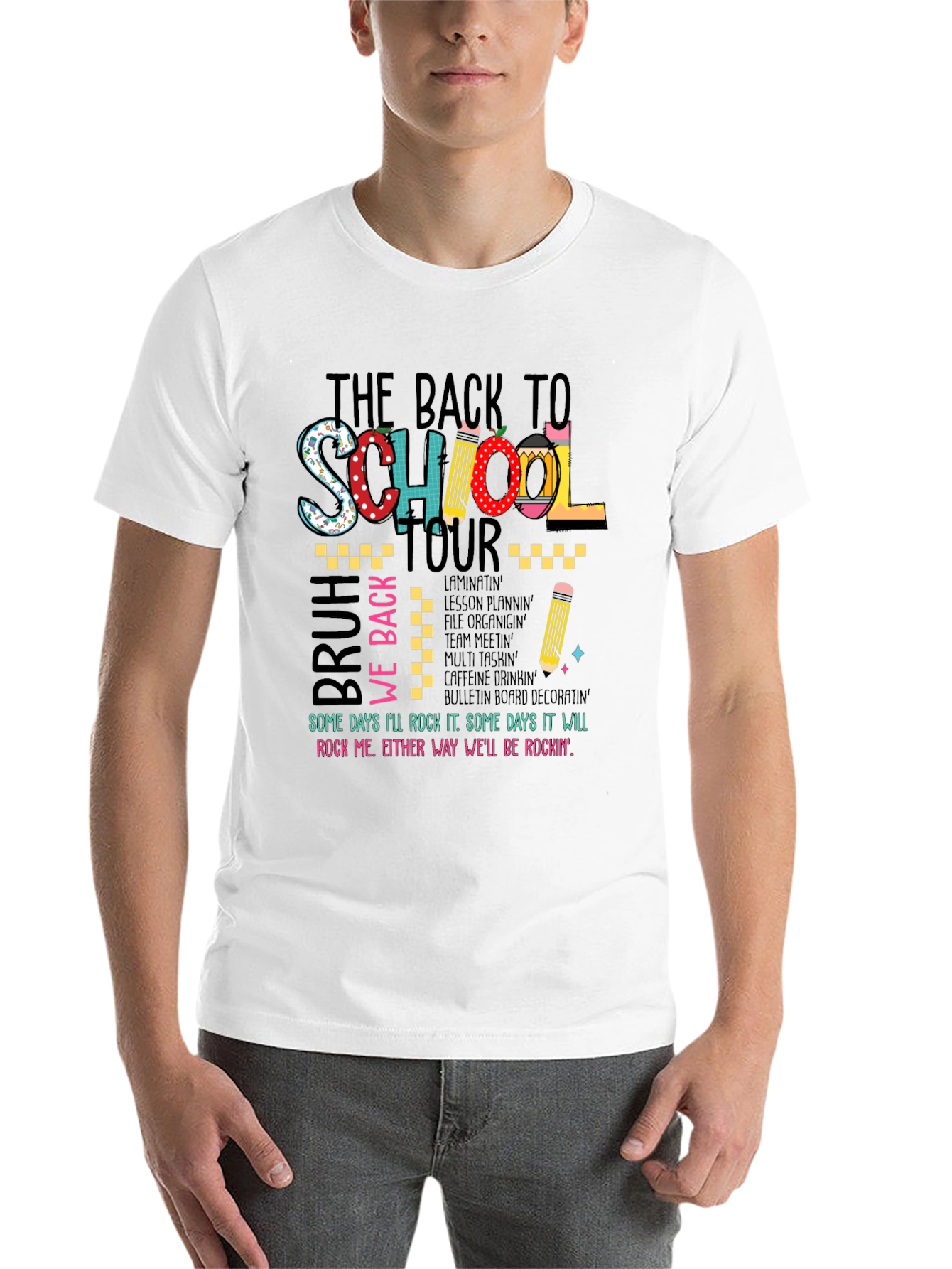 Black Back to School Teacher T-Shirt view 14