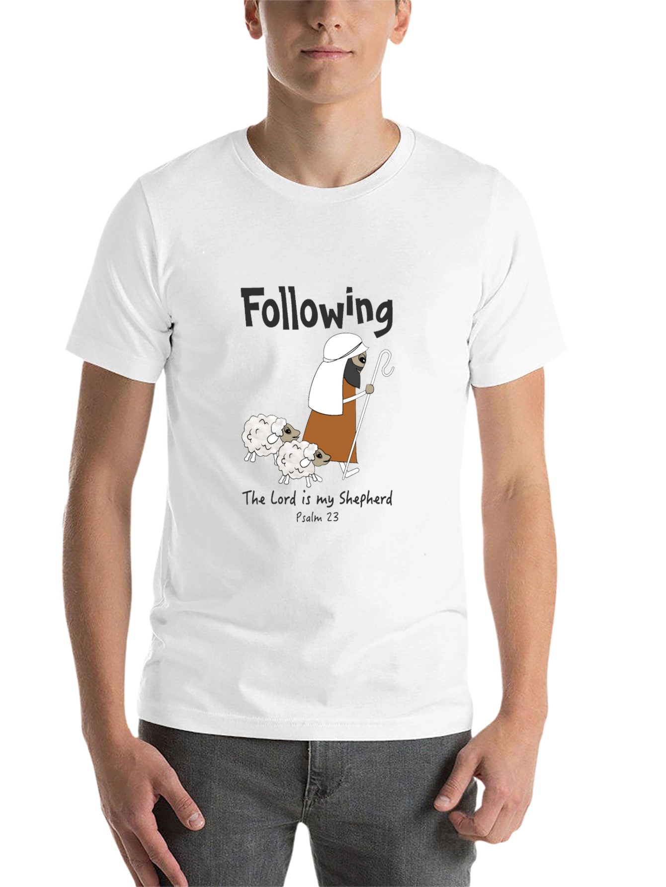 Black Following Sheep T-Shirt - The Lord Is My Shepherd Tee view 14
