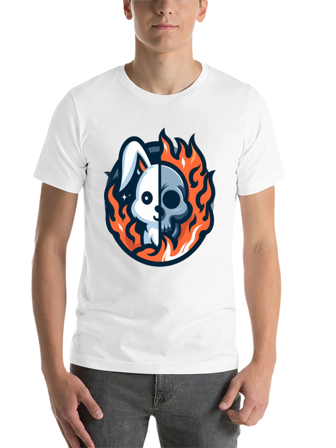 Black Rabbit Skull T-Shirt - Unique Graphic Tee view 14