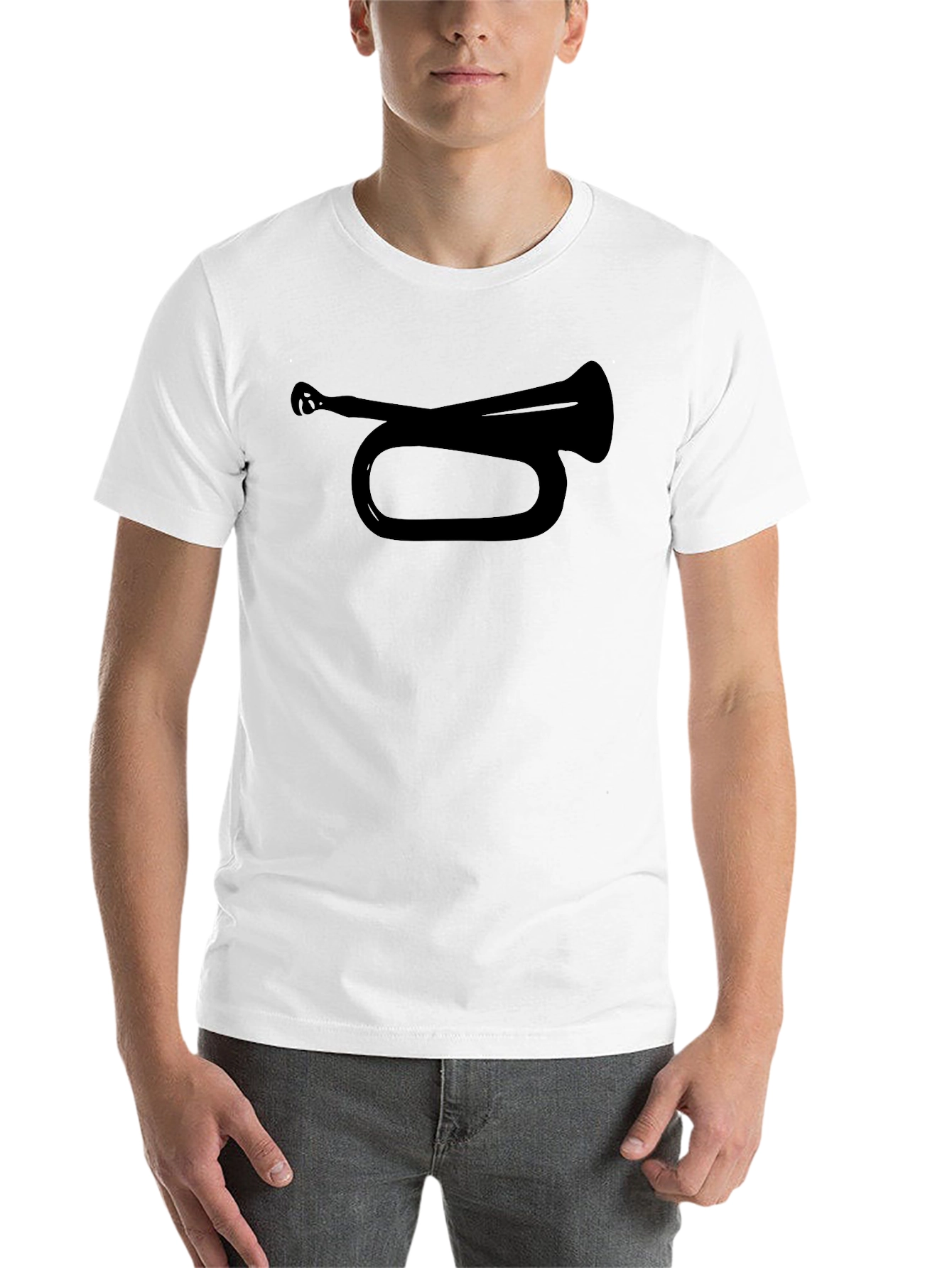 Black Black T-Shirt with Bugle Horn Design view 14