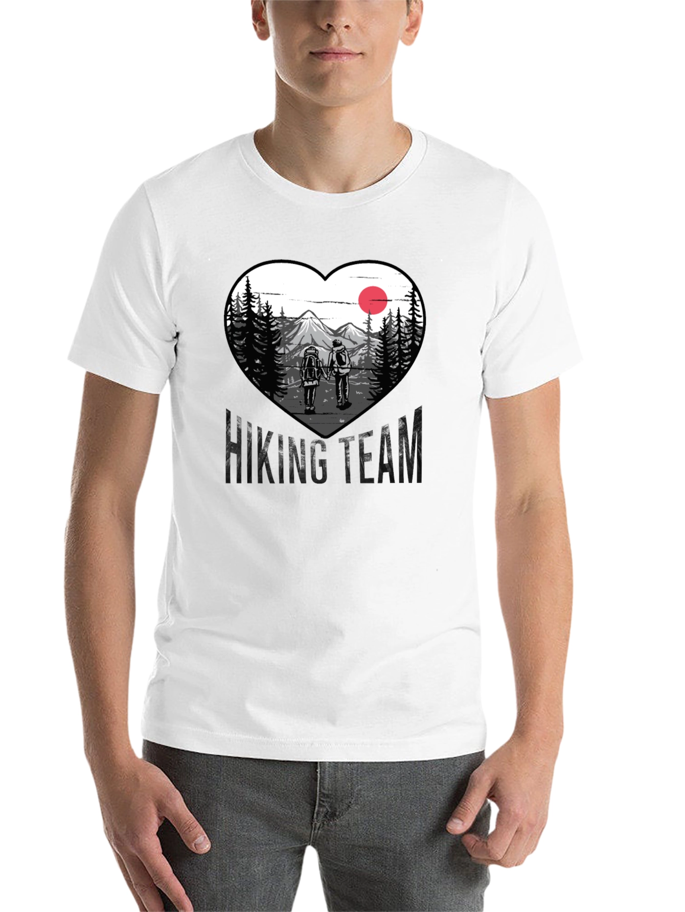 Black Hiking Team Heart Graphic Tee - Nature Lovers Shirt view 14