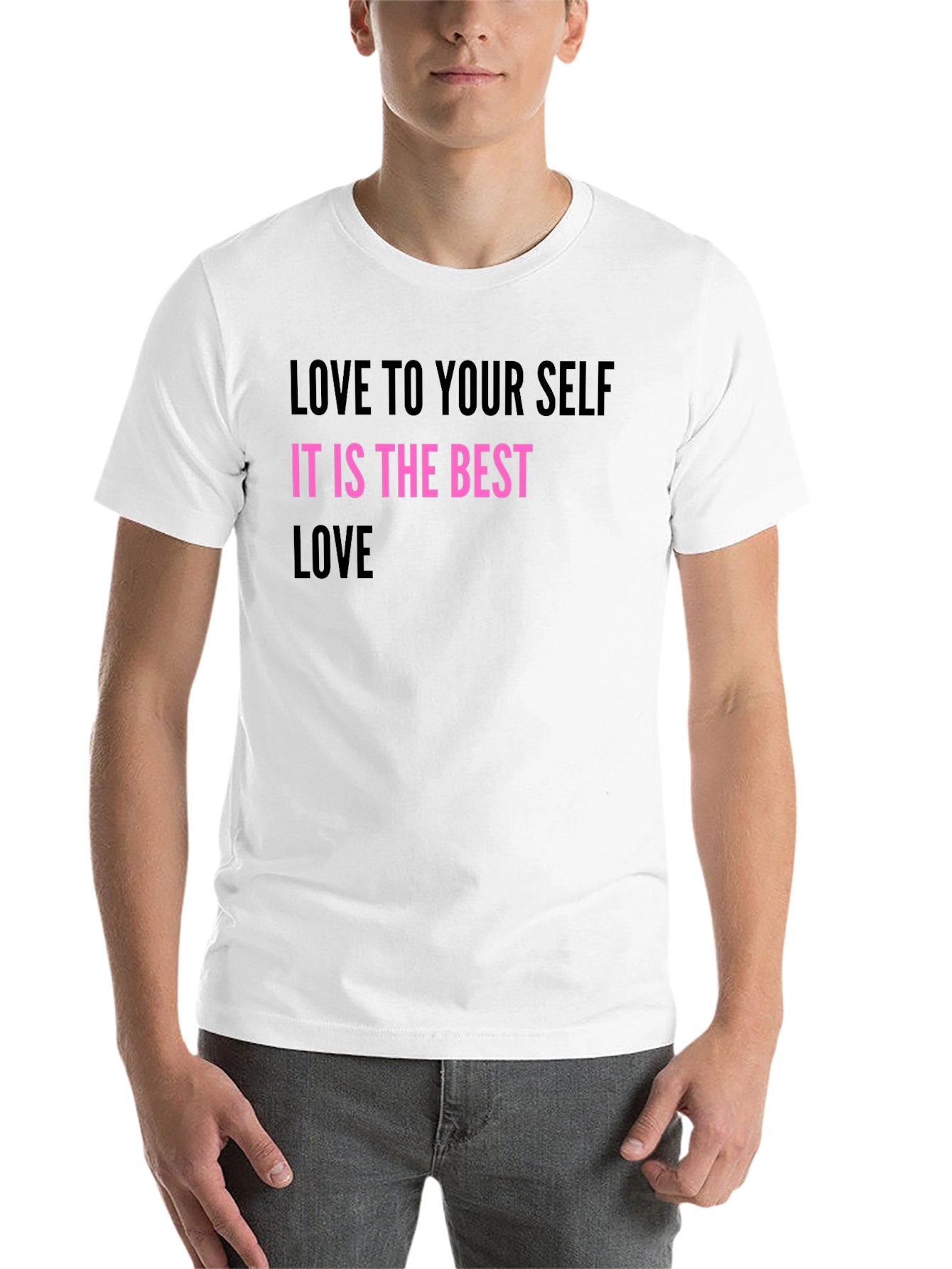 Black Love Yourself Graphic Tee - Black Crew Neck view 14