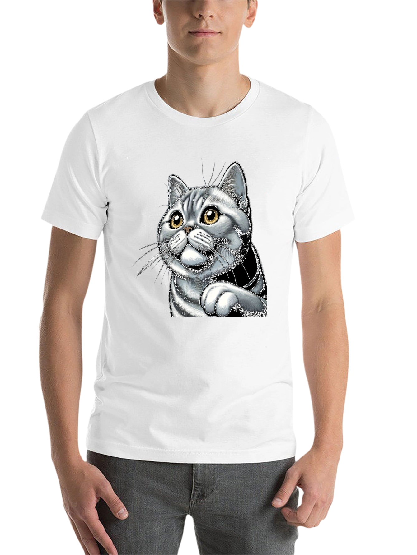 Black Cool Cat Graphic Tee - Men's Black T-Shirt view 14