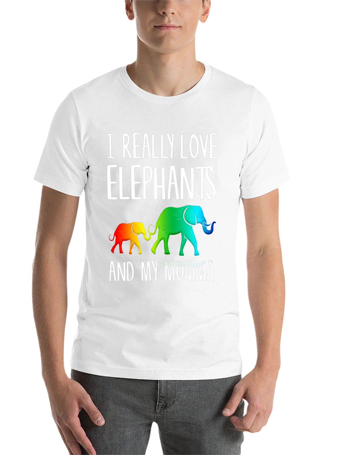 Black I Really Love Elephants And My Momma Graphic Tee view 14