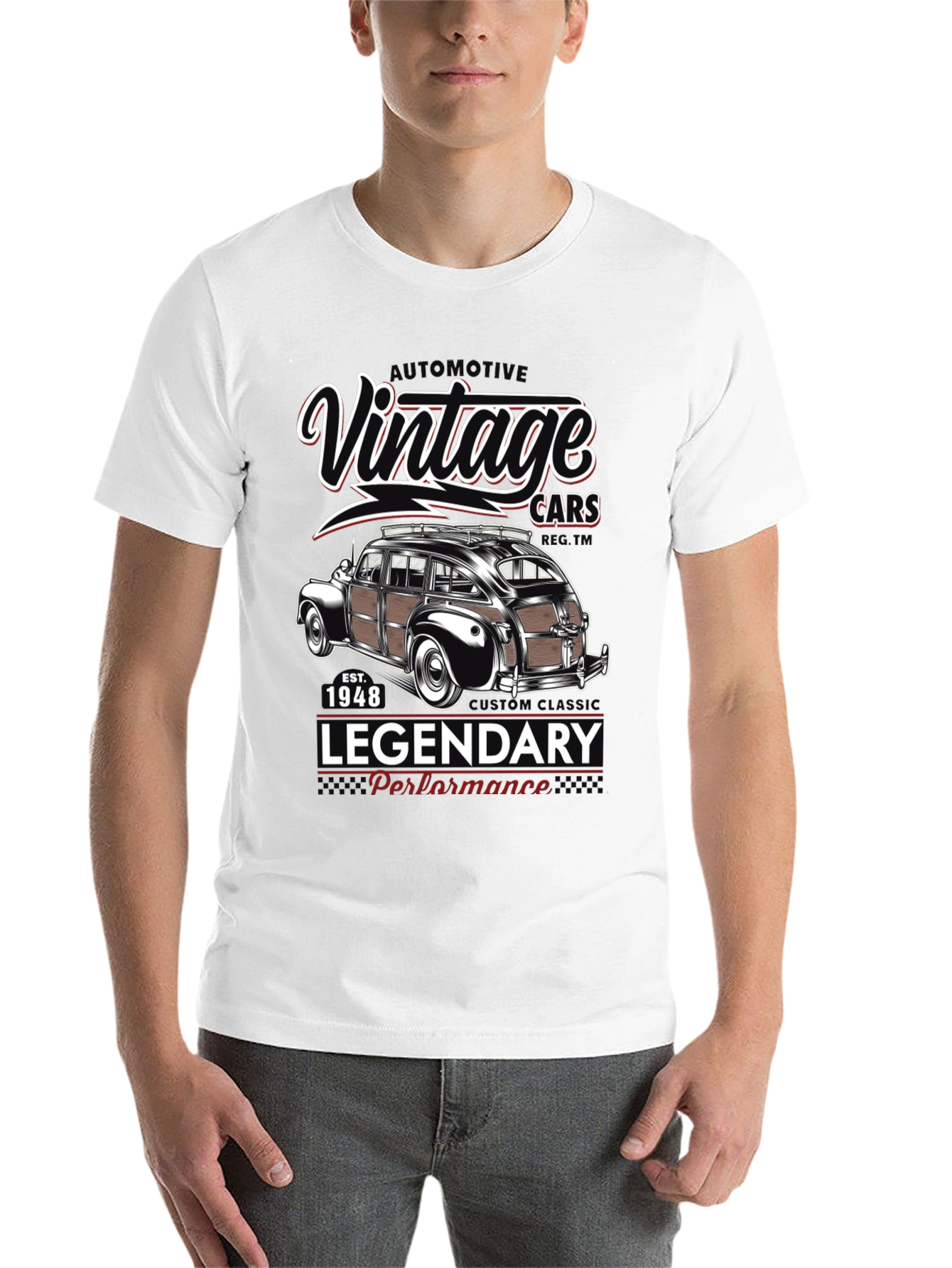 Black Vintage Cars T-Shirt - Legendary Performance 1948 view 14