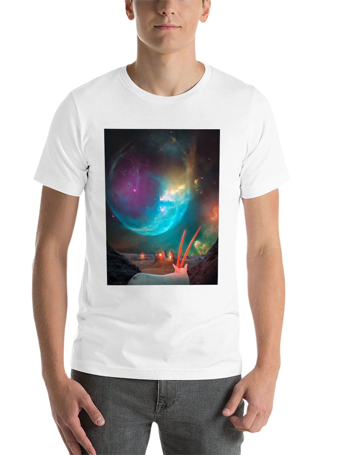 Black Sci-Fi Alien Landscape T-Shirt view 14