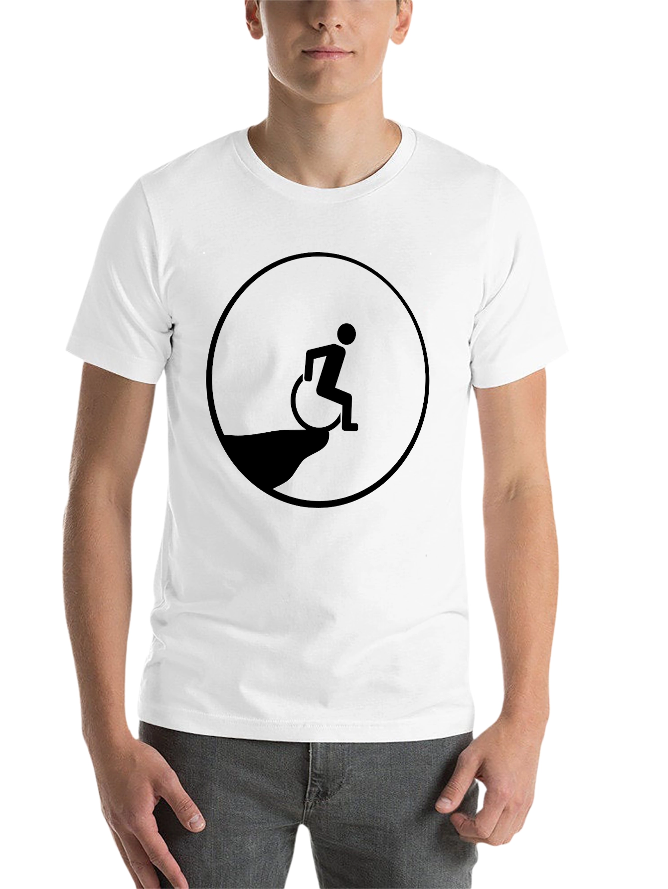Black Edgy Humor T-Shirt - Wheelchair Cliff Design view 14