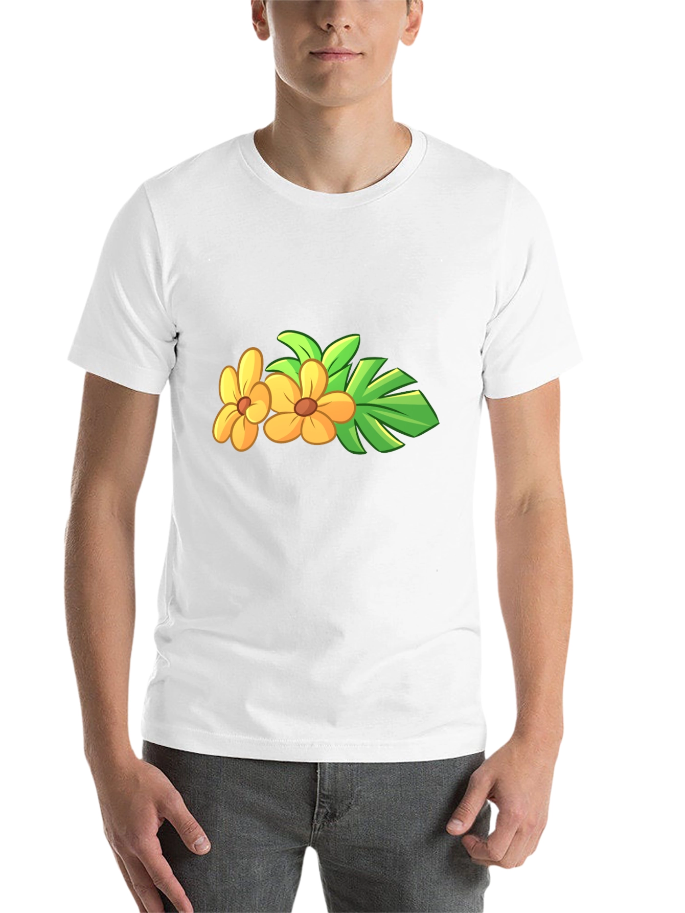Black Tropical Flower Black T-Shirt view 14