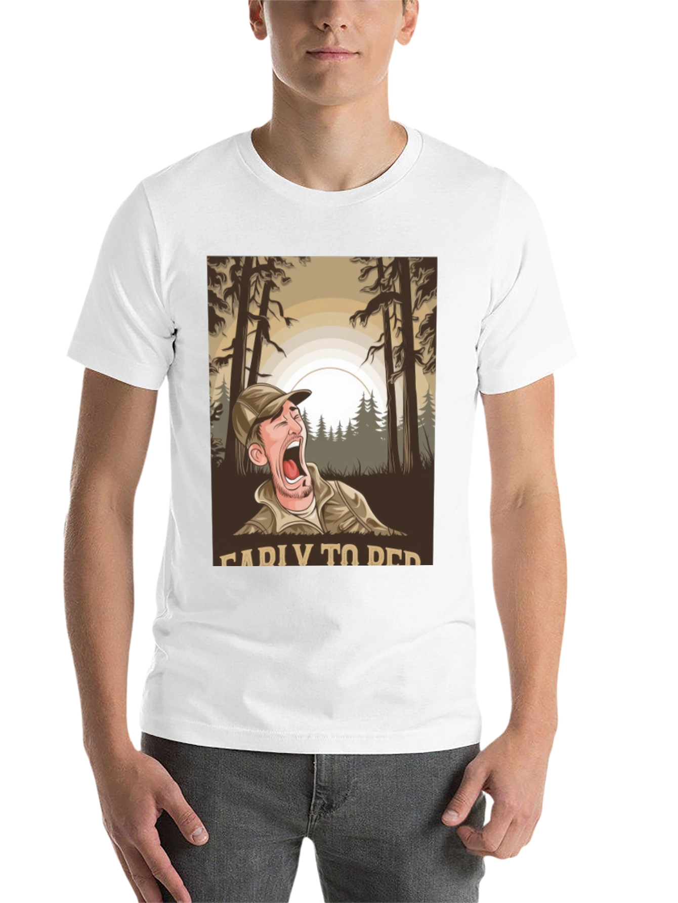 Black Funny Camping T-Shirt: Ready To Bed Graphic Tee view 14