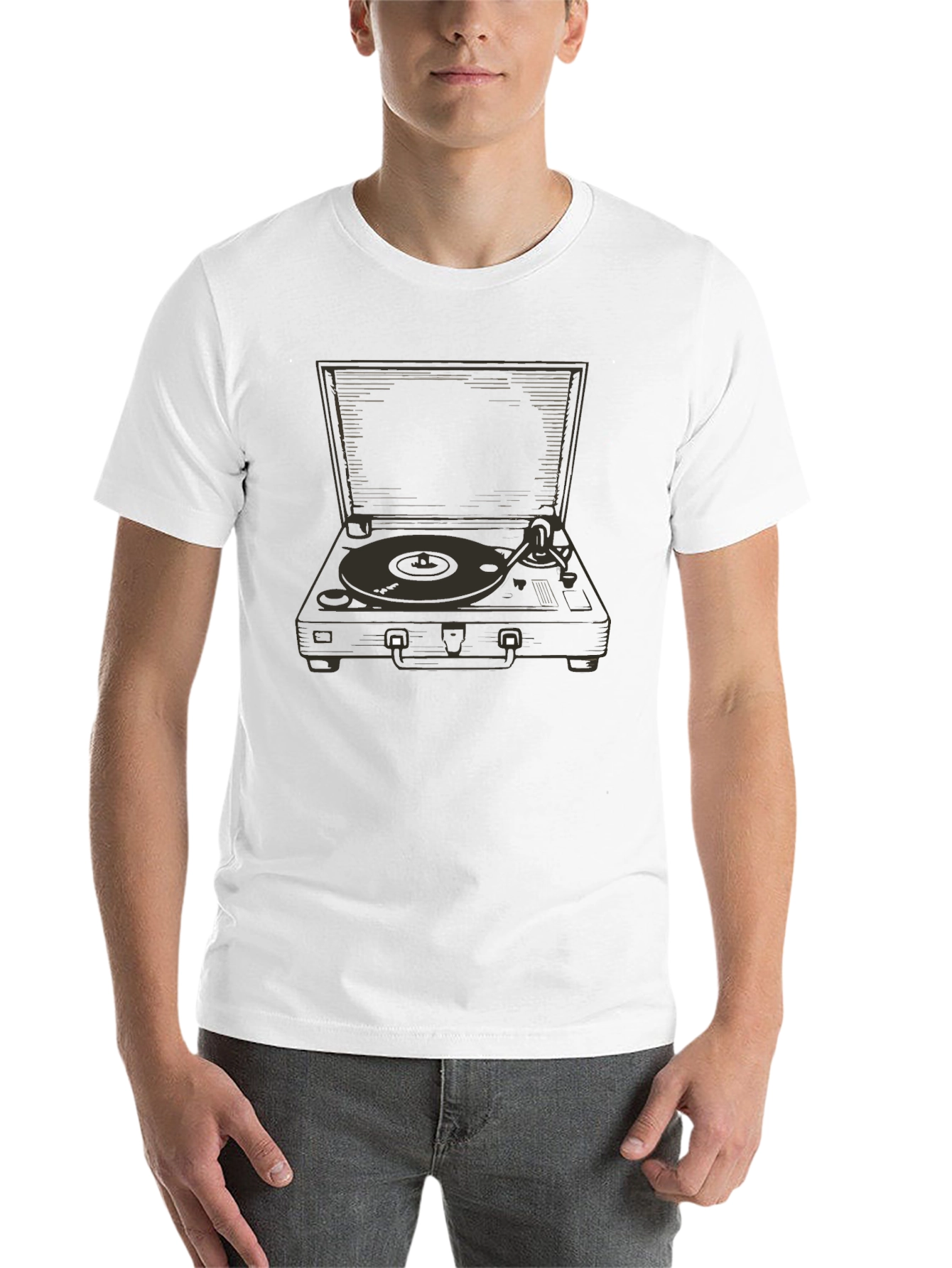 Black Vintage Record Player Graphic Tee - Black view 14