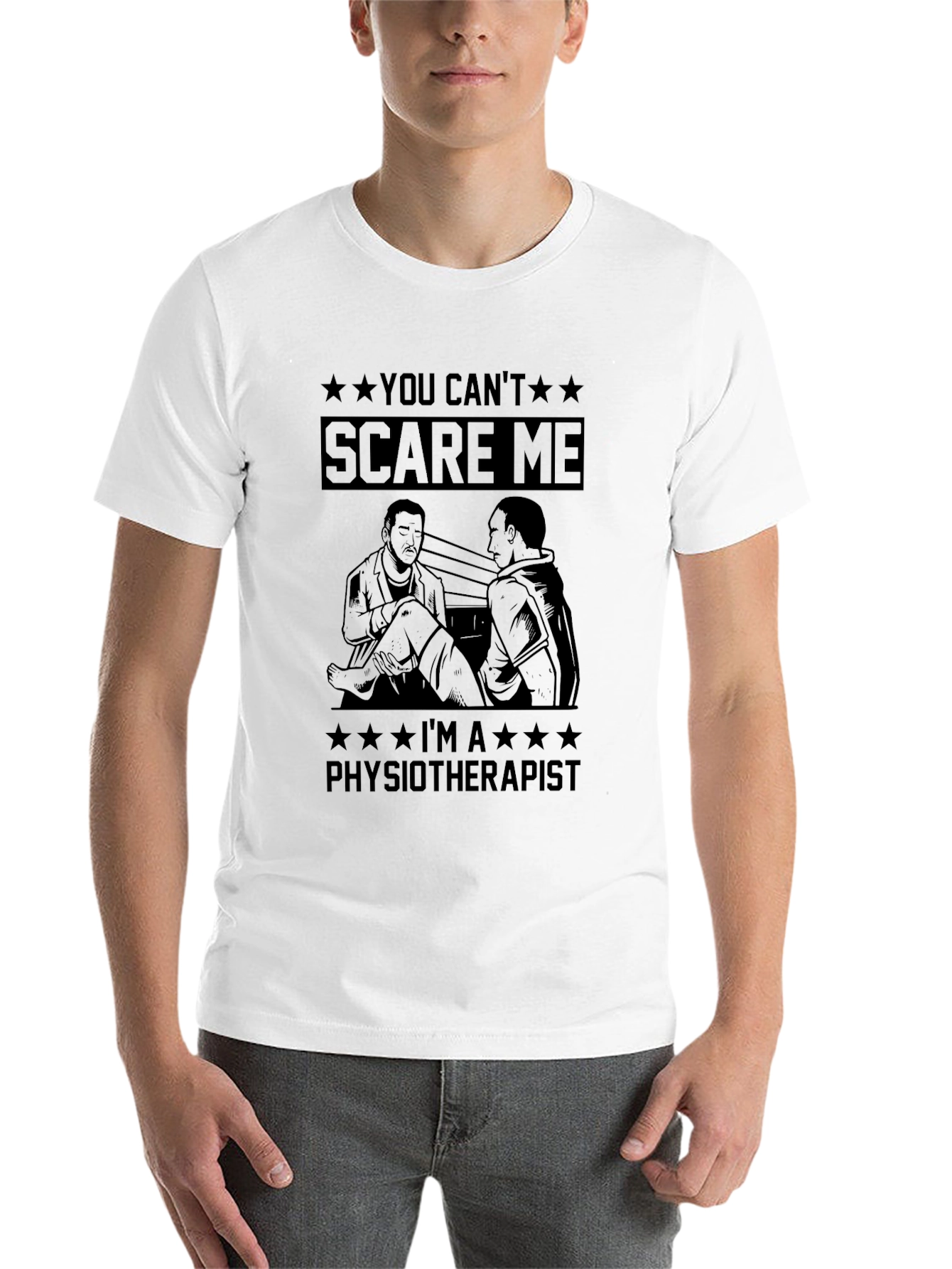 Black Physiotherapist T-Shirt - You Can't Scare Me view 14