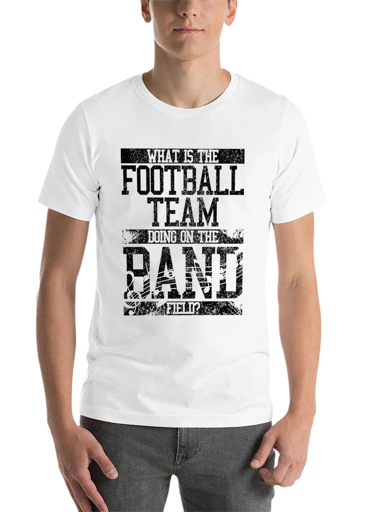 Black Funny Football Team Band Field Black T-Shirt view 14
