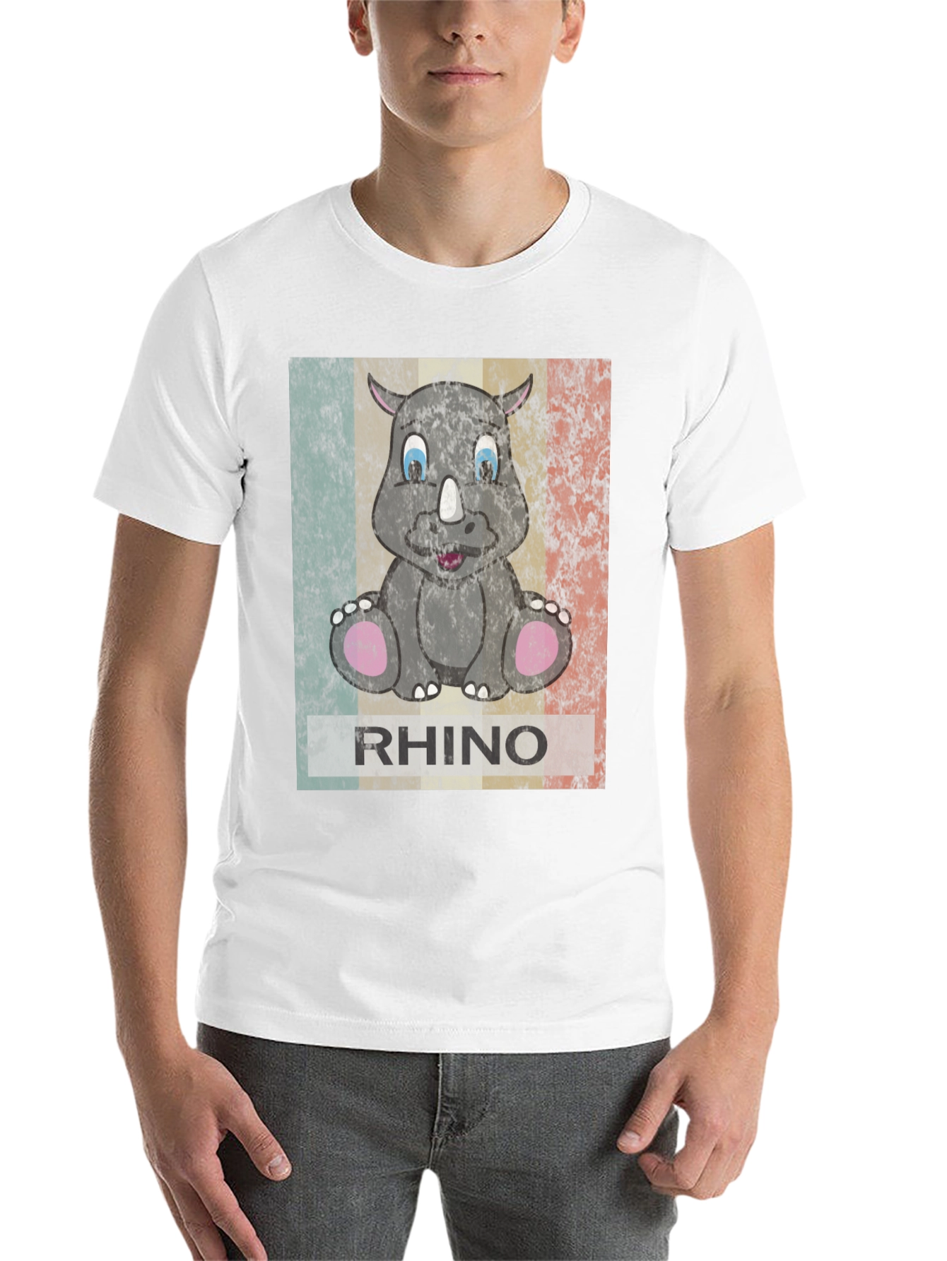Black Retro Rhino Graphic T-Shirt - Men's Black Tee view 14