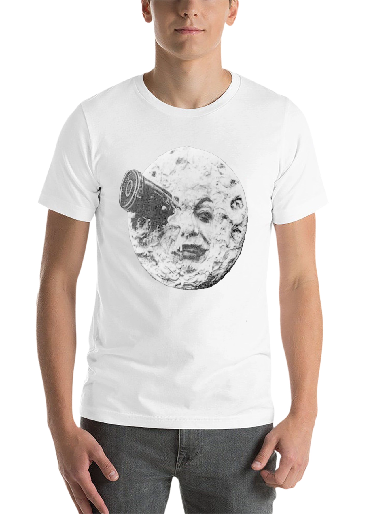 Black A Trip to the Moon T-Shirt, Black Crew Neck view 14