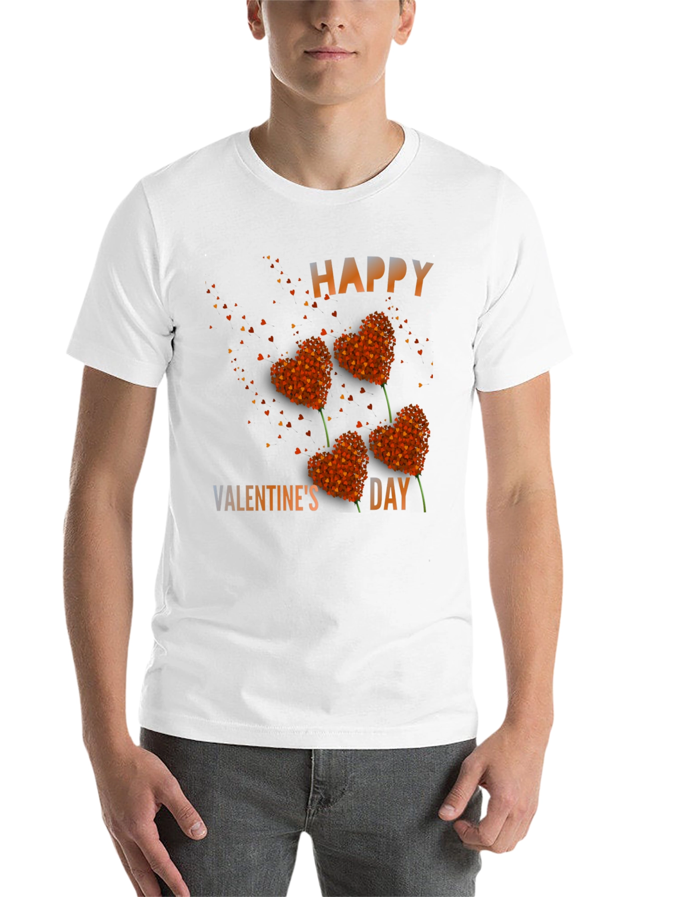 Black Happy Valentine's Day Heart Flower T-Shirt view 14