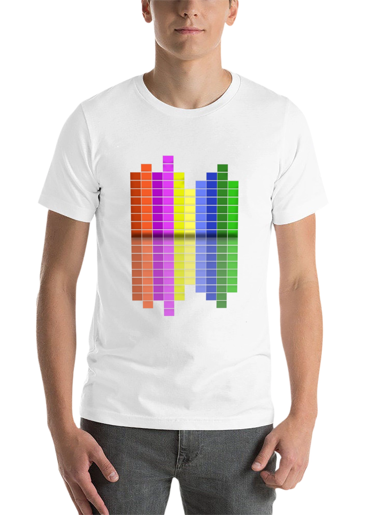 Black Retro Pixel Equalizer Graphic Tee - Black Cotton Shirt view 14