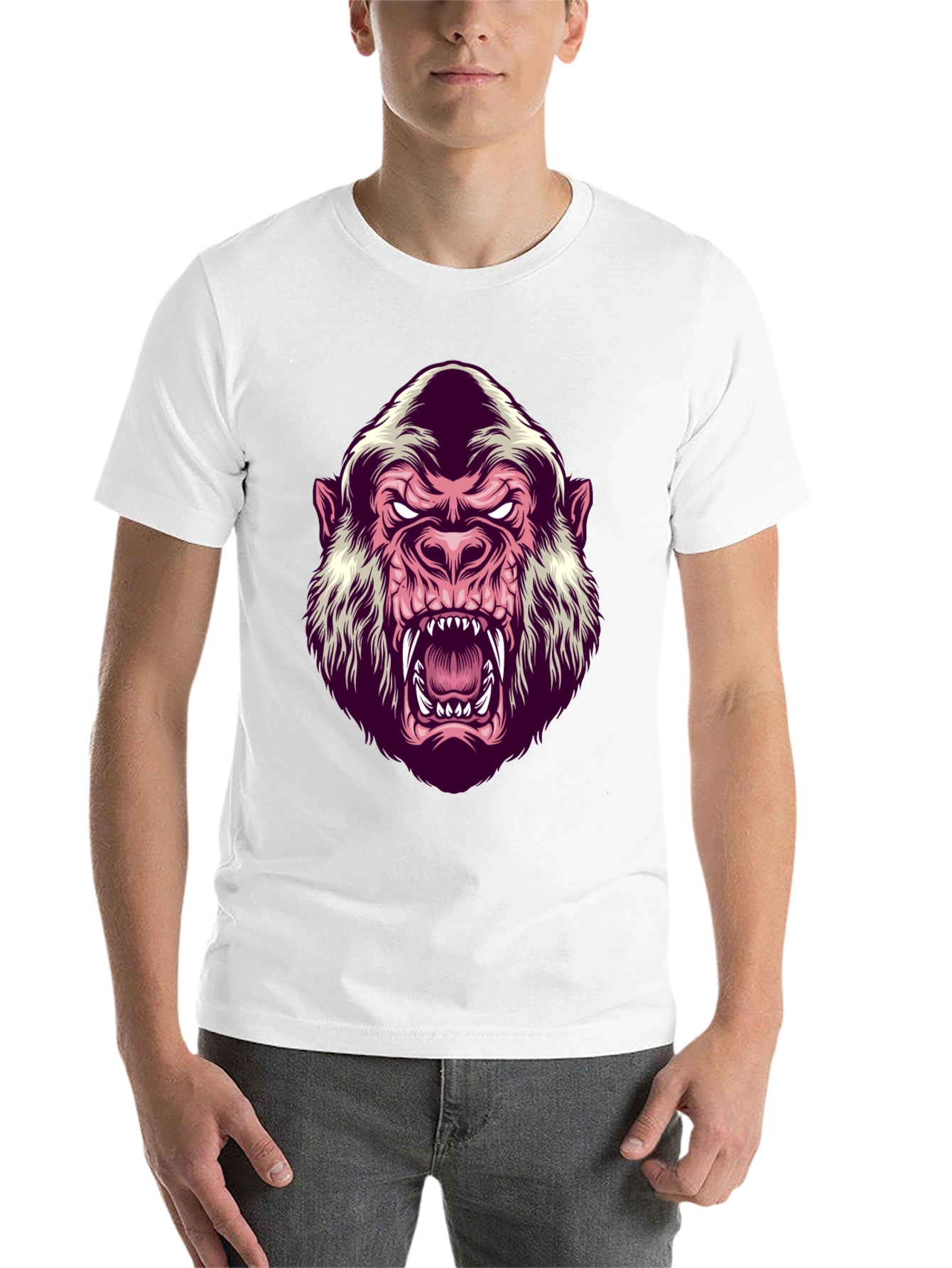 Black Men's Black Gorilla Graphic T-Shirt view 14