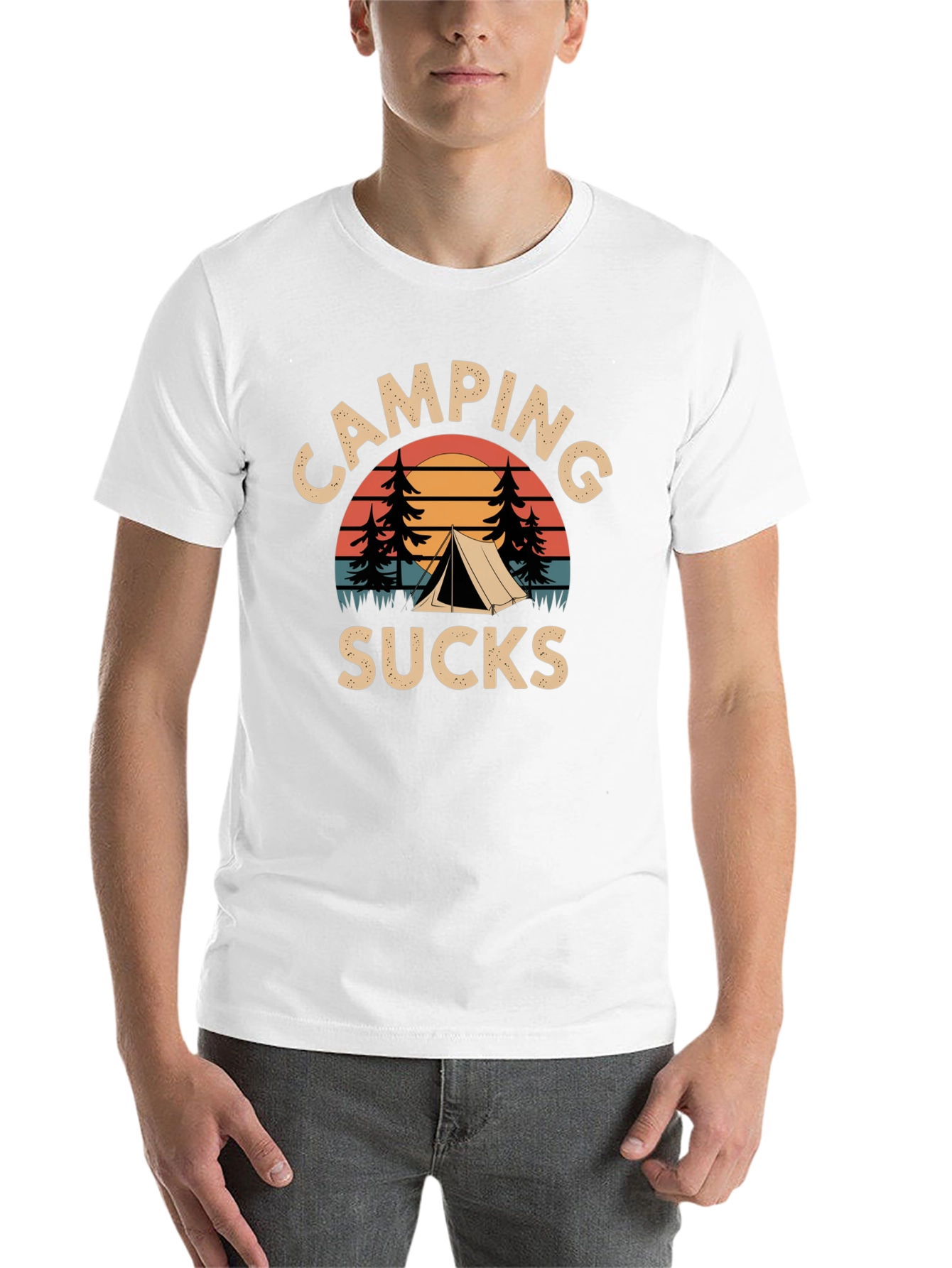 Black Camping Sucks Graphic Tee - Outdoor Humor Shirt view 14