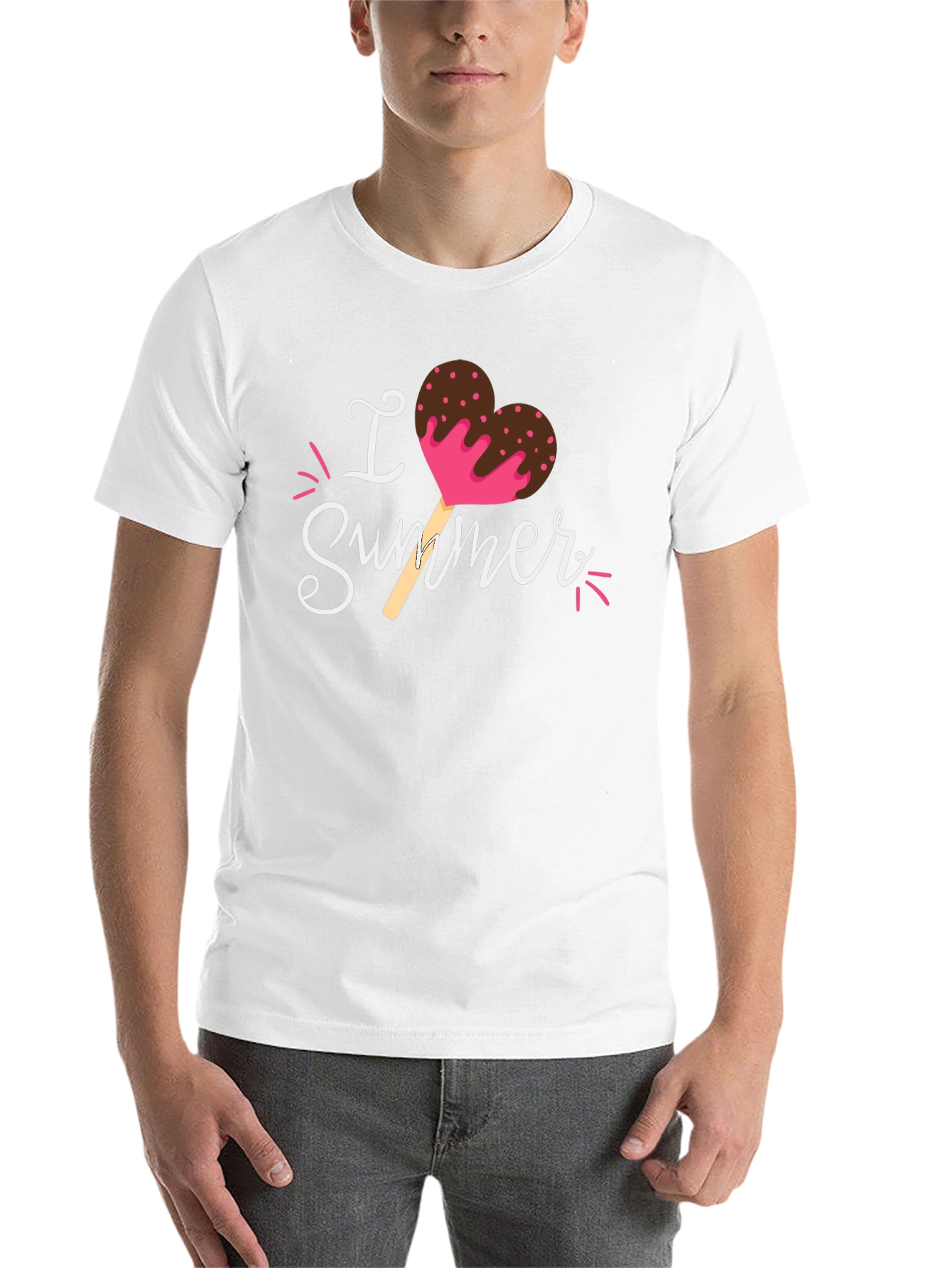 Black I Love Summer Heart Ice Cream Graphic T-Shirt view 14