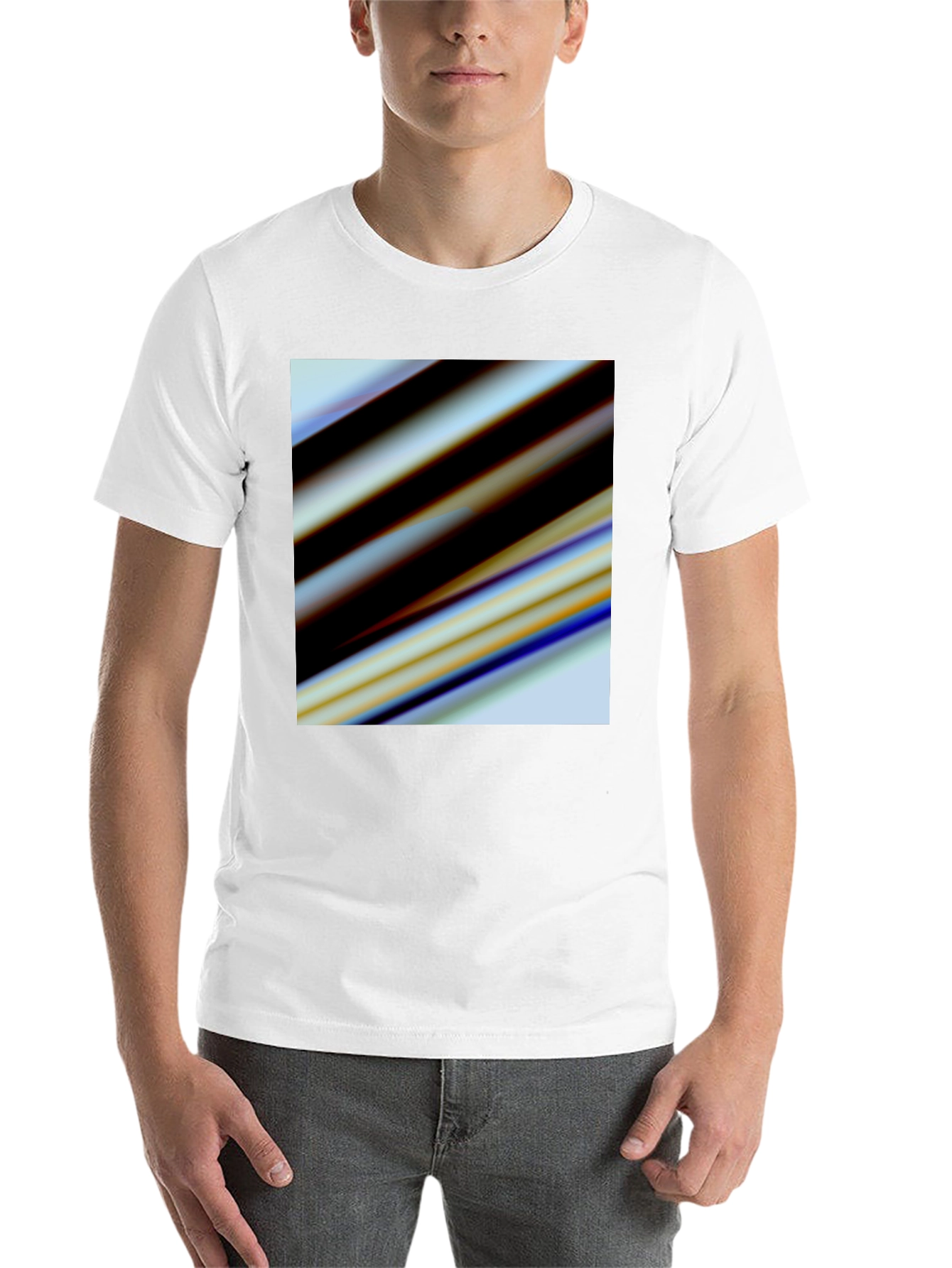 Black Abstract Stripe Graphic Black T-Shirt view 14