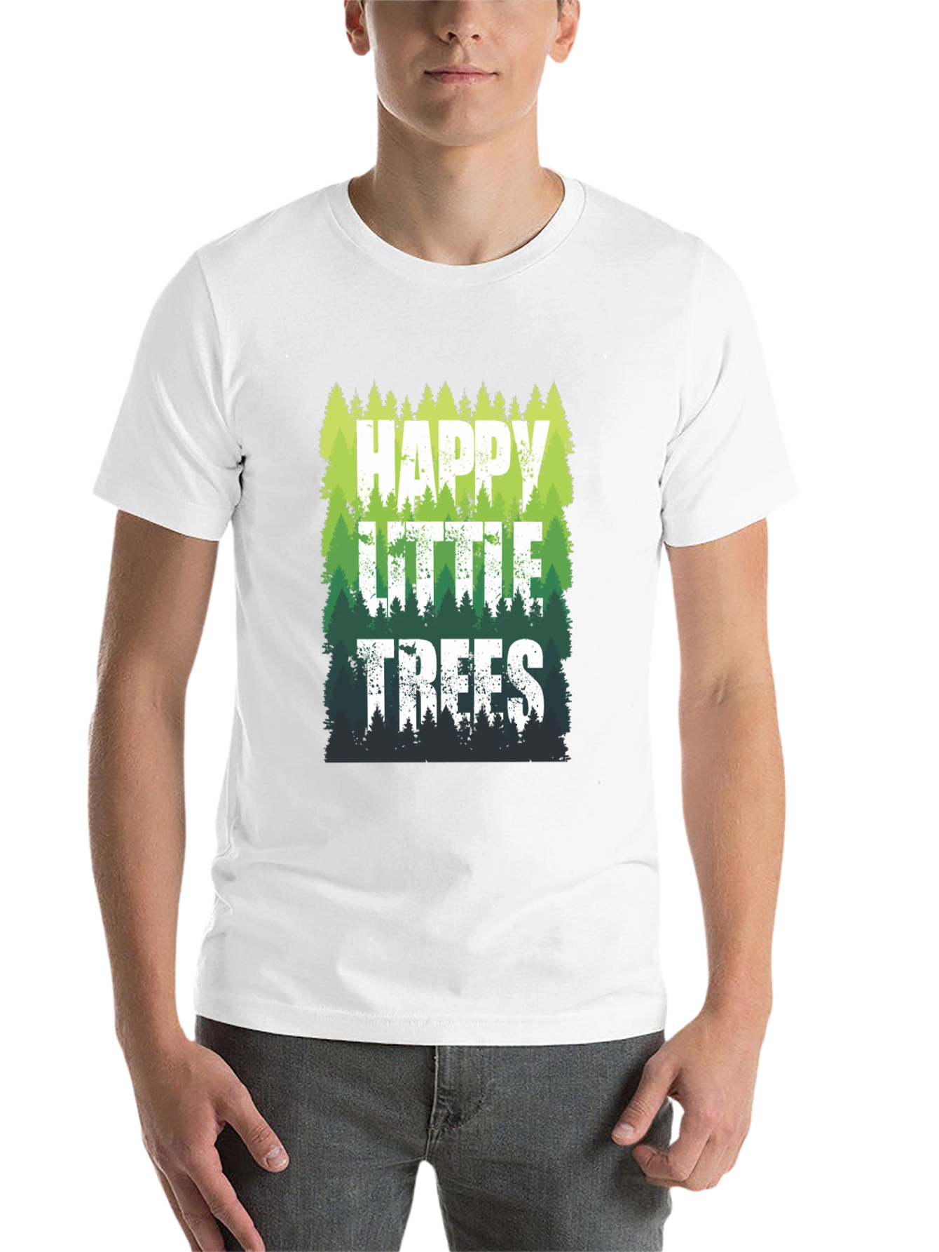 Black Happy Little Trees Graphic T-Shirt view 14