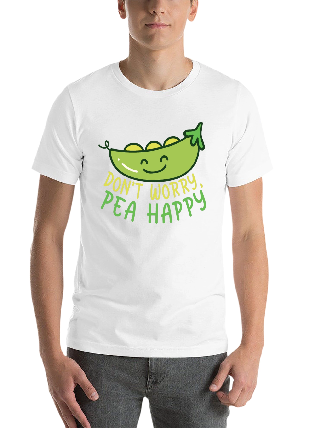 Black Don't Worry Pea Happy Graphic T-Shirt view 14