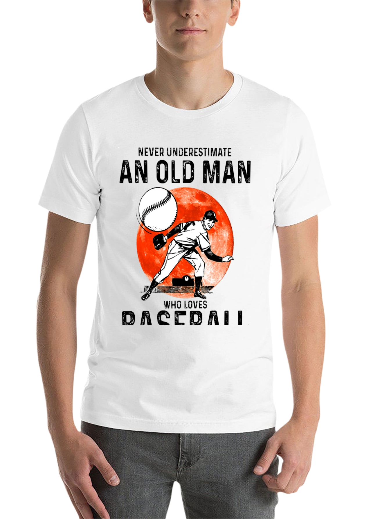 Black Never Underestimate Old Man Baseball T-Shirt view 14