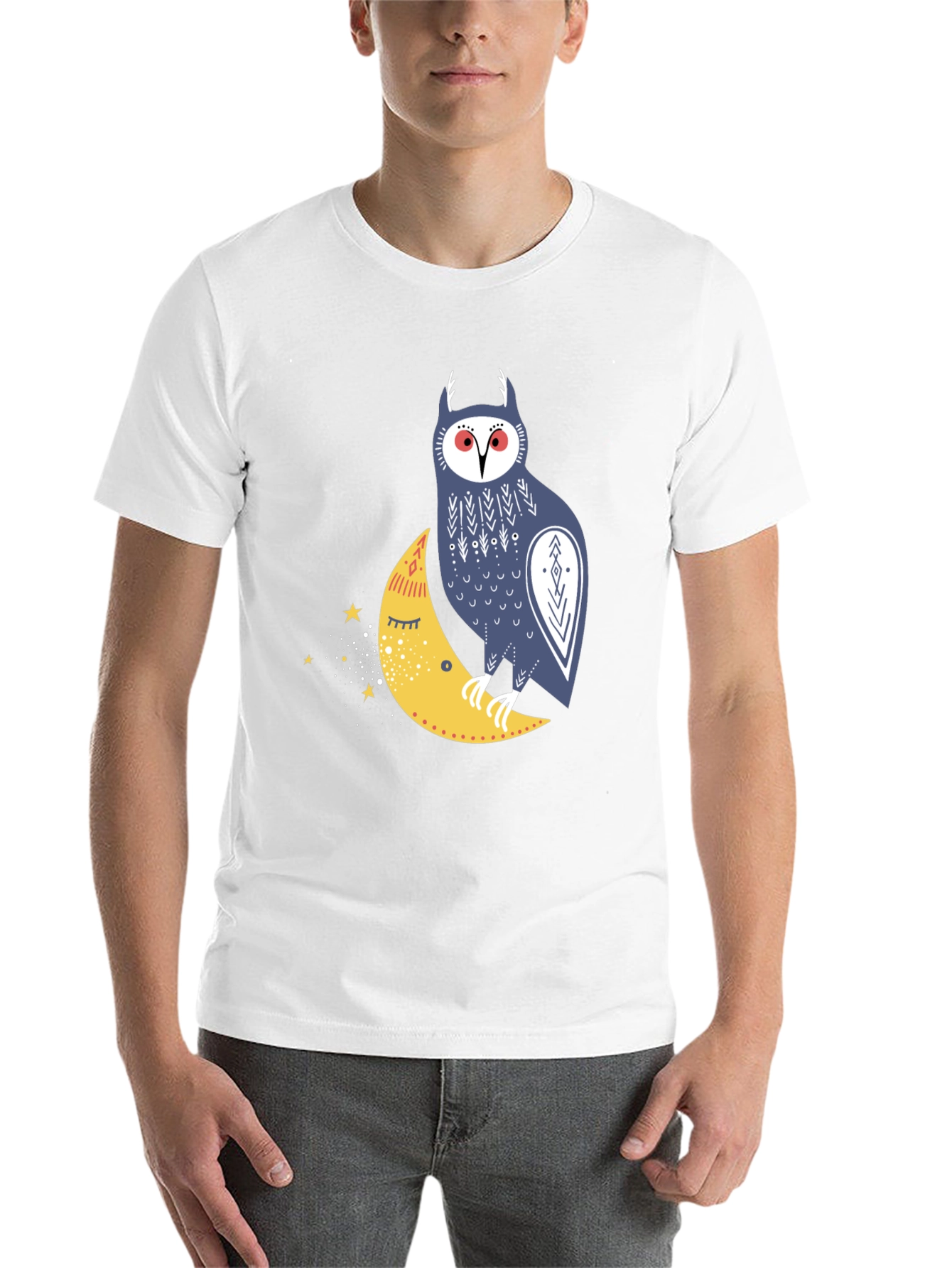 Black Owl on Moon Graphic T-Shirt - Black view 14