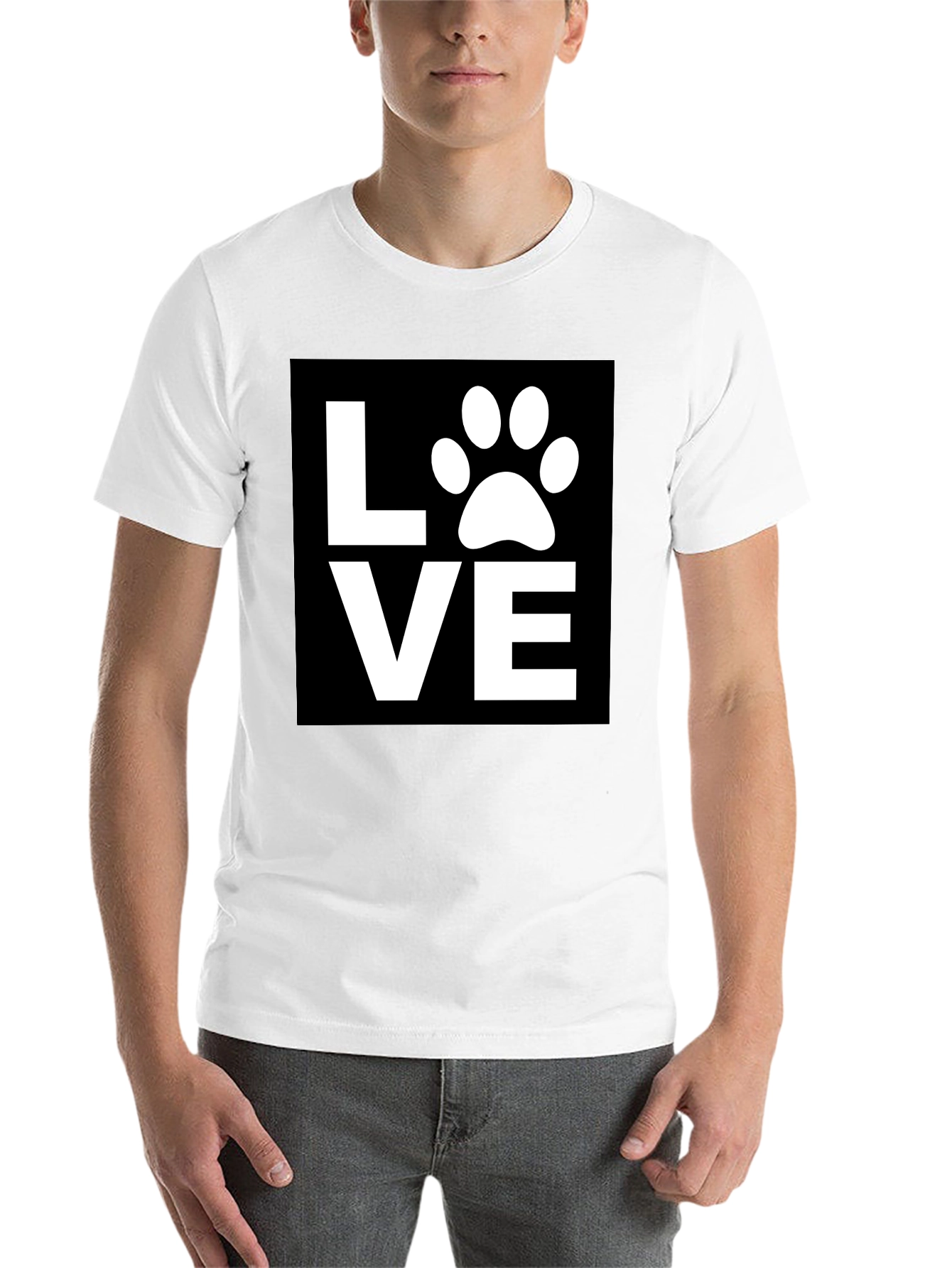 Black Love Paw Print Graphic Tee - Black Cotton Blend Shirt view 14