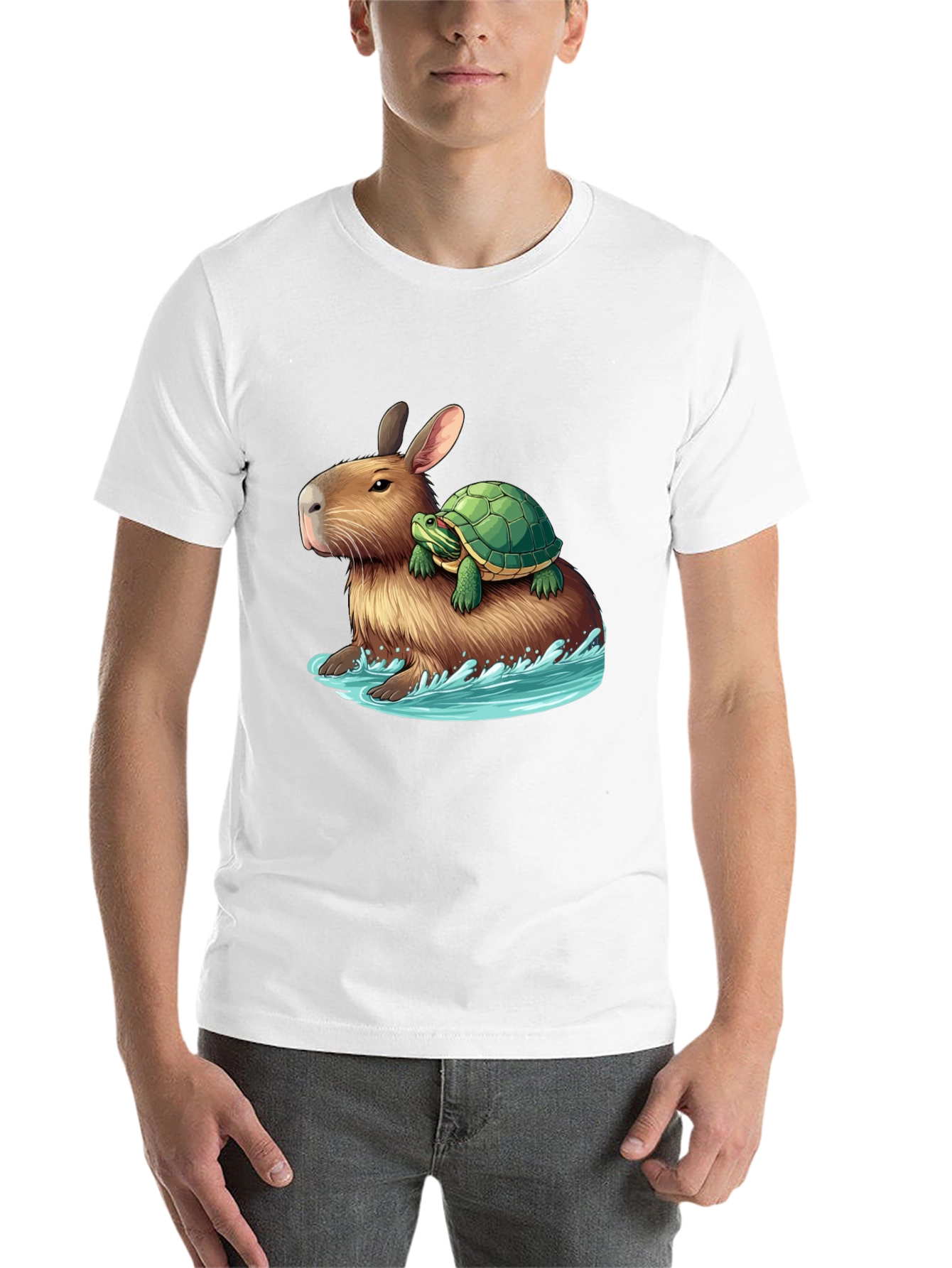Black Capybara & Turtle Graphic Tee - Ride the Waves view 14