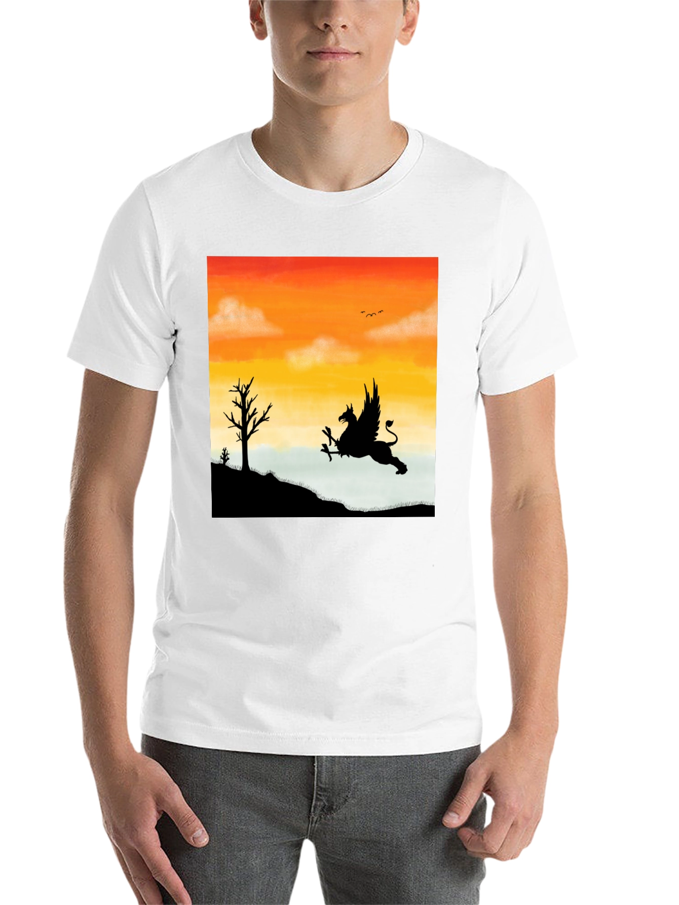 Black Gryphon Sunset T-Shirt - Mythical Creature Tee view 14