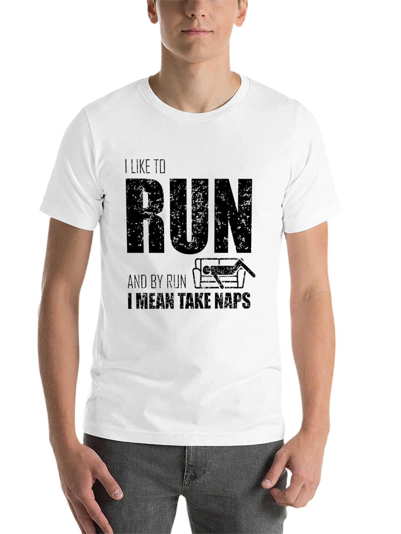 Black I Like to Run Funny Nap T-Shirt view 14