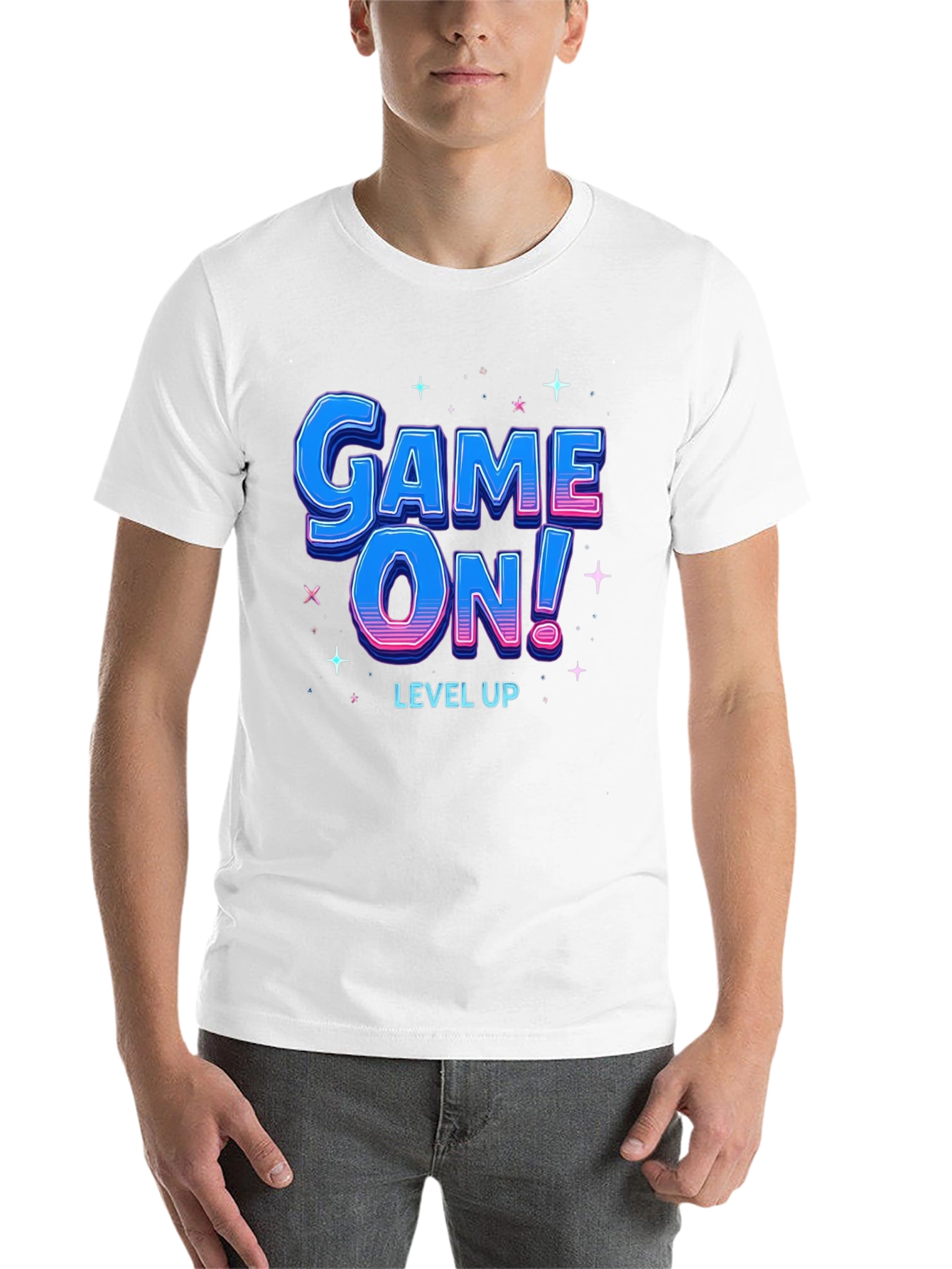 Black Game On! Level Up T-Shirt - Gamer Style view 14