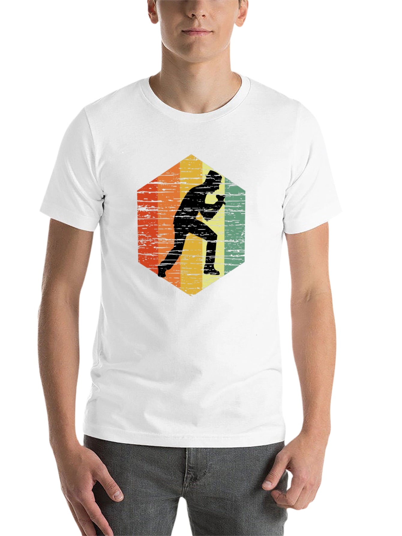 Black Retro Table Tennis Player T-Shirt view 14