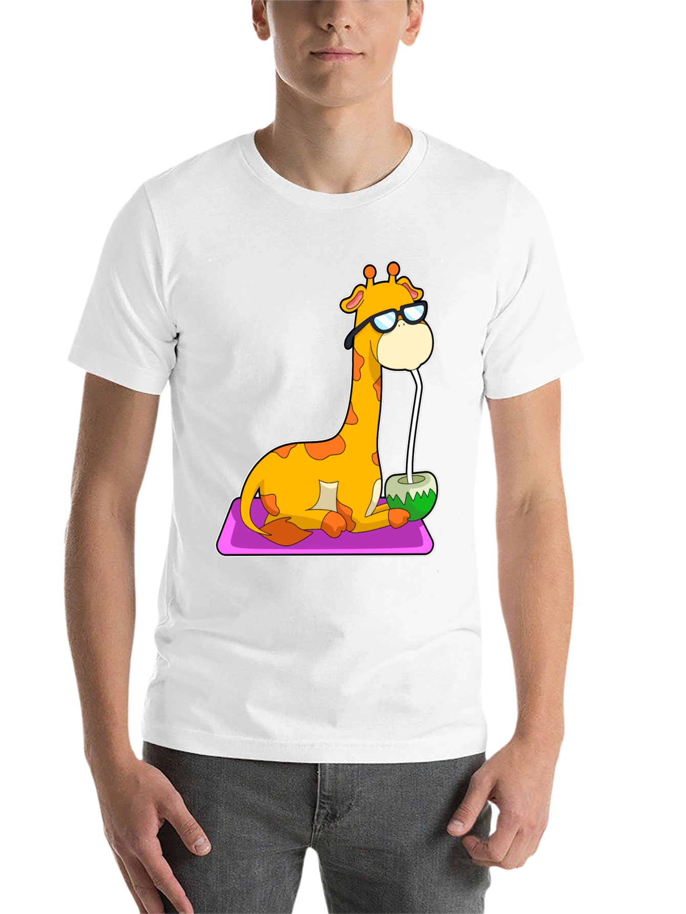Black Cool Giraffe Coconut Drink Tee view 14
