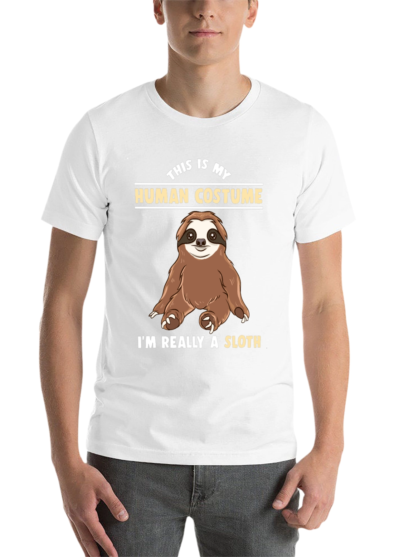 Black Funny Sloth Human Costume T-Shirt view 14