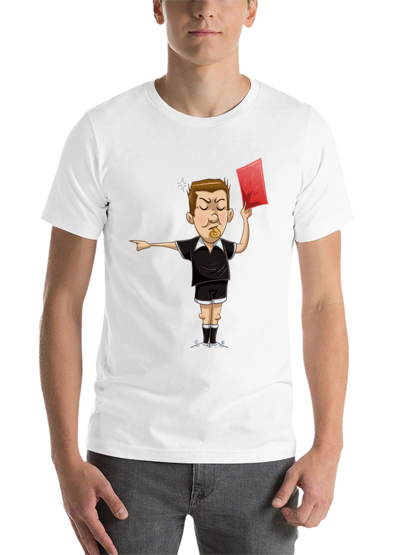 Black Funny Referee T-Shirt - Red Card Graphic Tee view 14