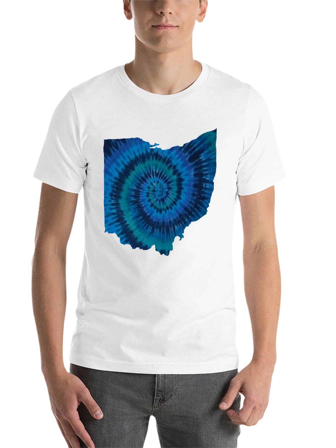 Black Ohio Tie Dye State Shape T-Shirt view 14