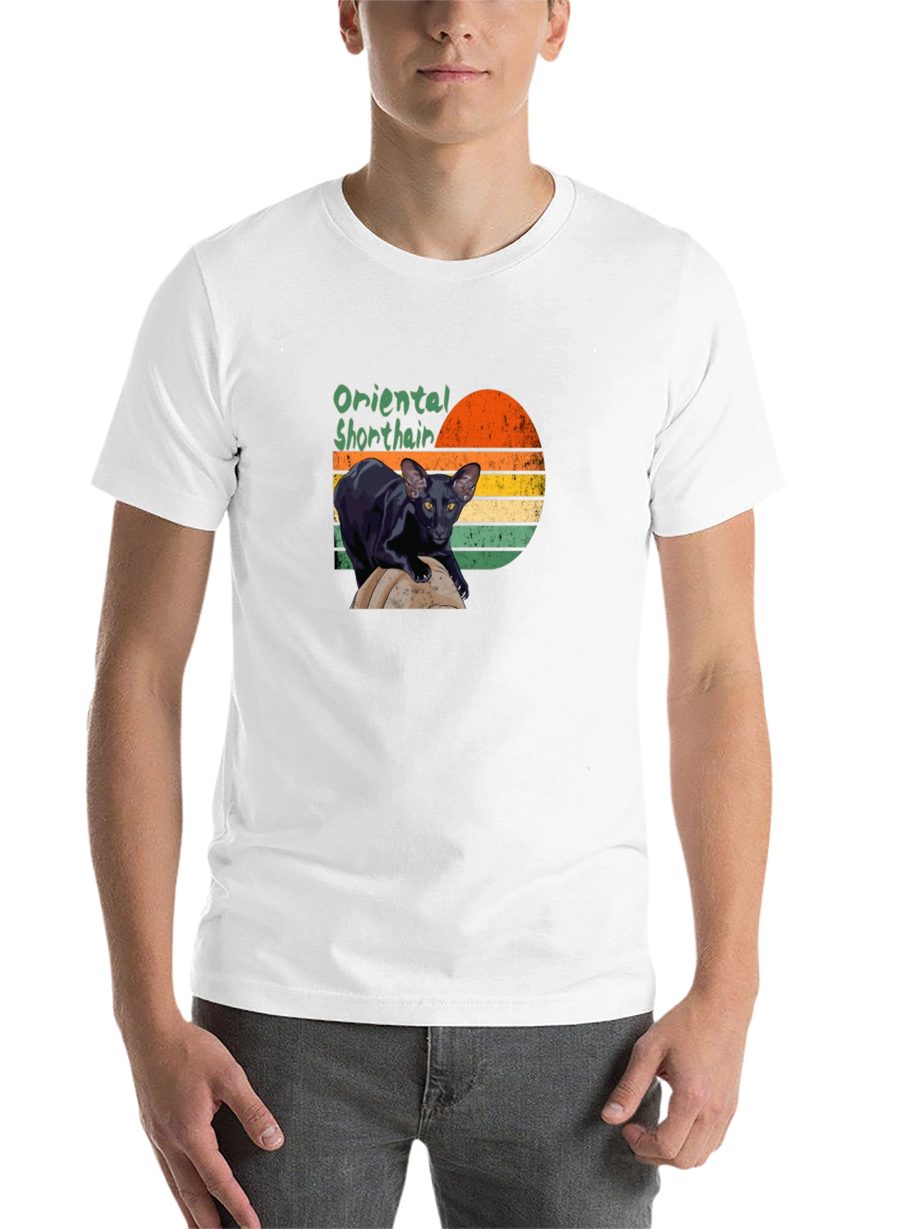 Black Oriental Shorthair Cat T-Shirt view 14