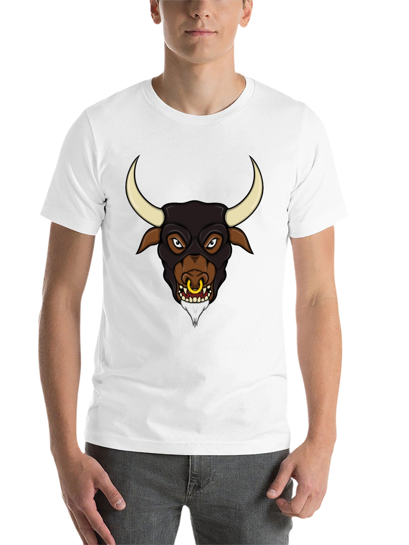 Black Black Graphic Tee - Angry Bull Design view 14