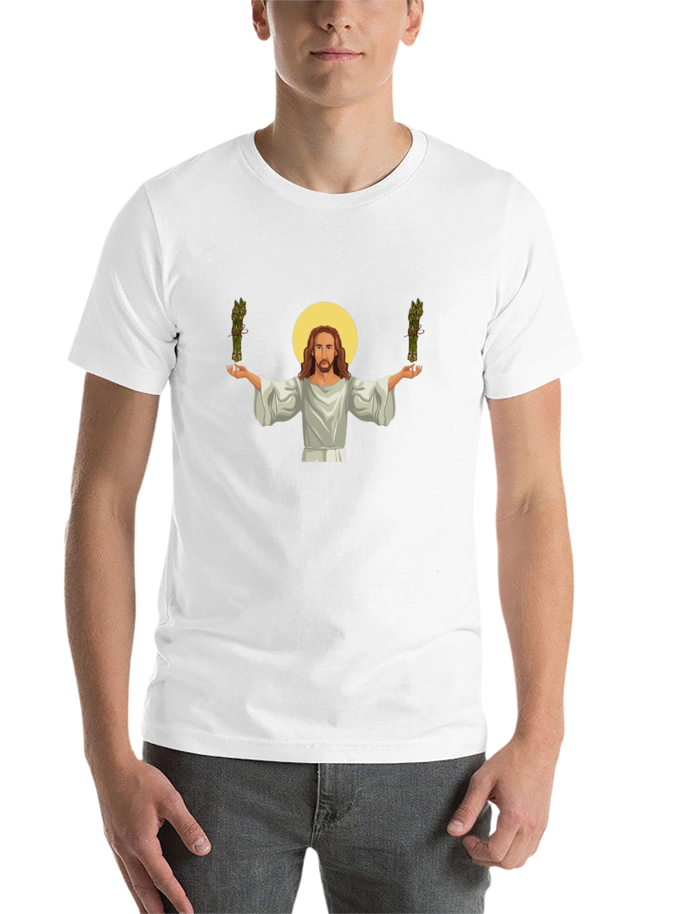 Black Jesus Asparagus Funny Graphic T-Shirt view 14