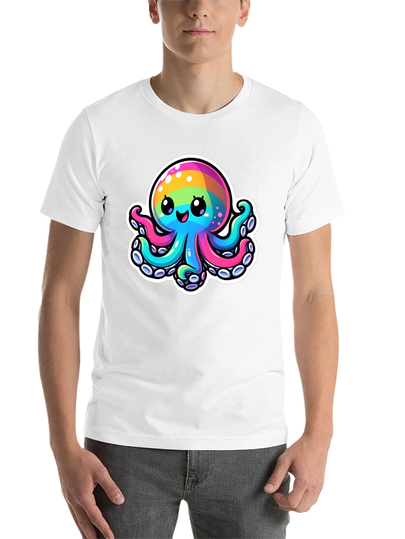 Black Rainbow Octopus Graphic Tee - Unique Colorful Design view 14