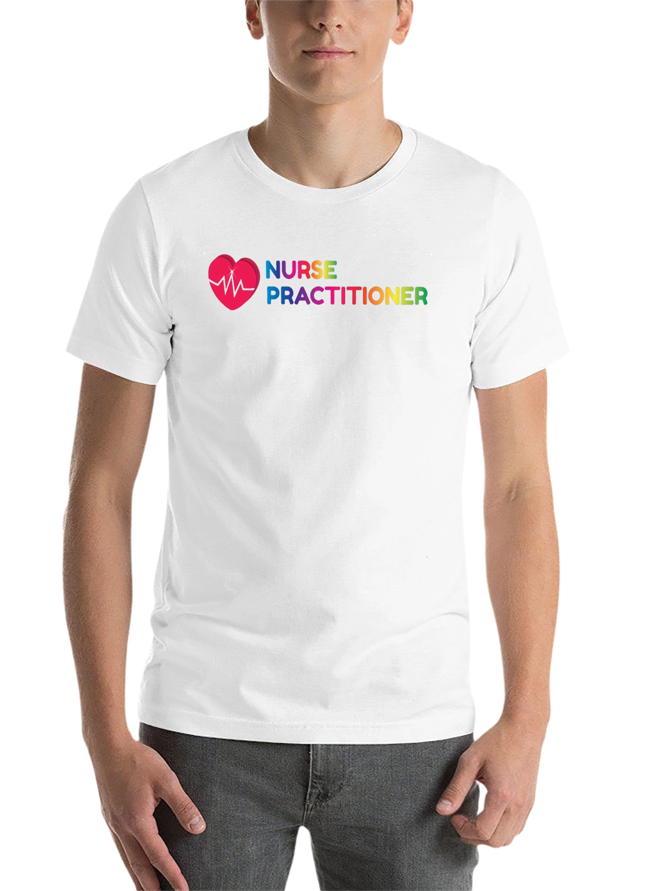 Nurse Practitioner Rainbow Heartbeat T-Shirt - 14