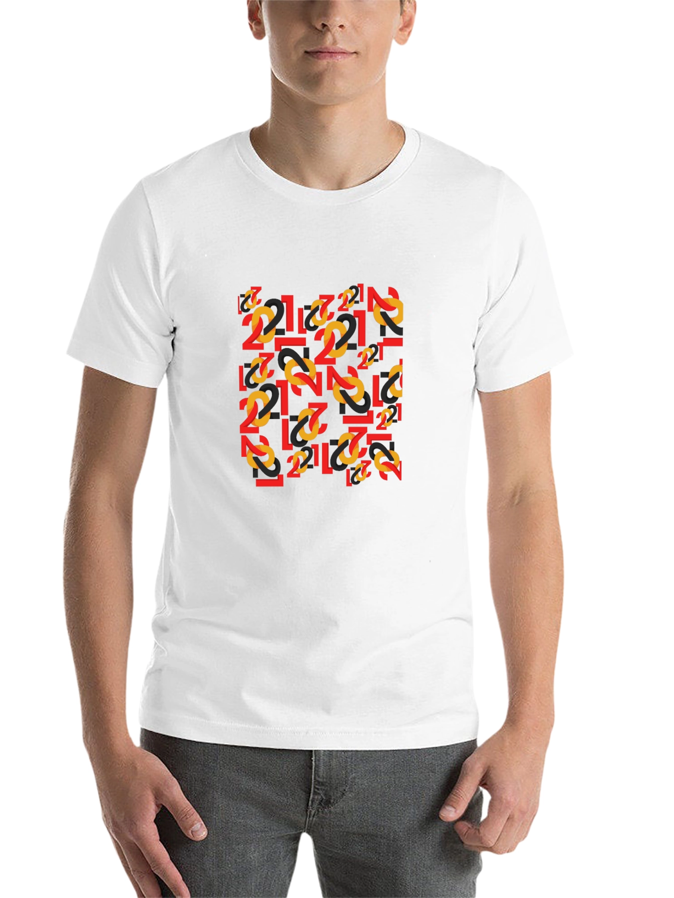 Black Bold Number Pattern Tee - Statement Graphic T-Shirt view 14