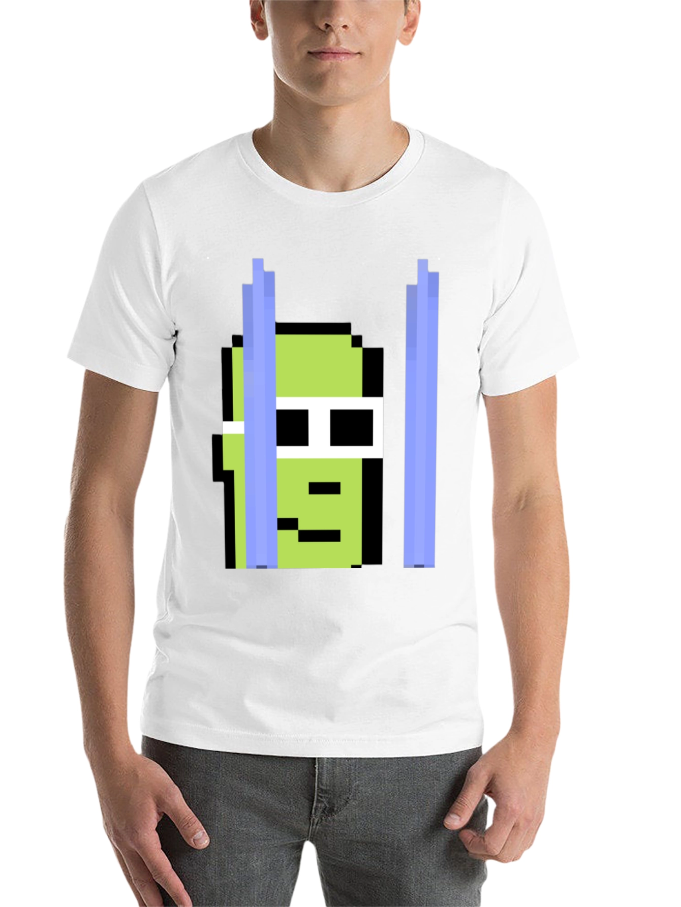 Black Pixelated Green Character Tee view 14