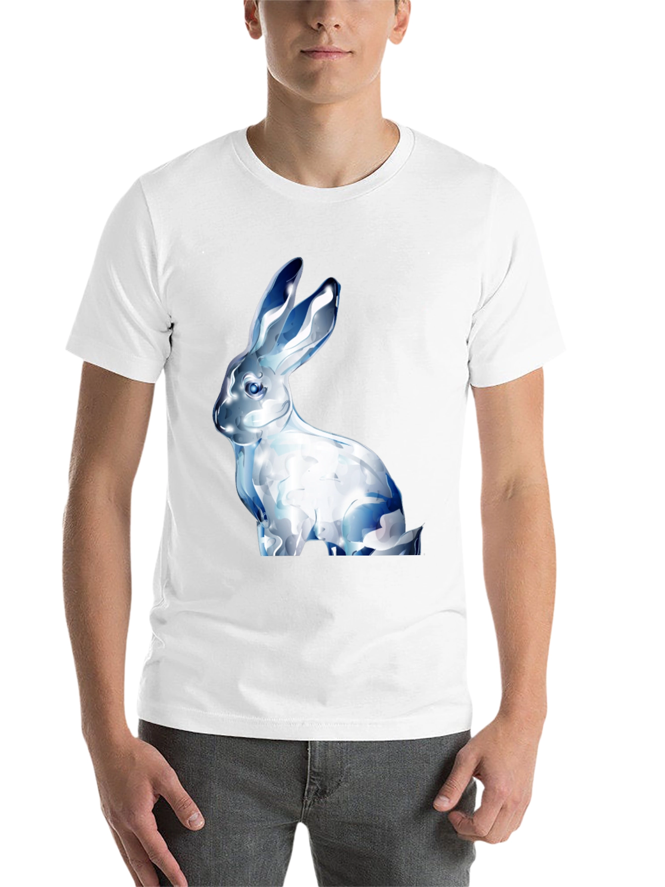 Black Crystal Rabbit Graphic Black T-Shirt view 14