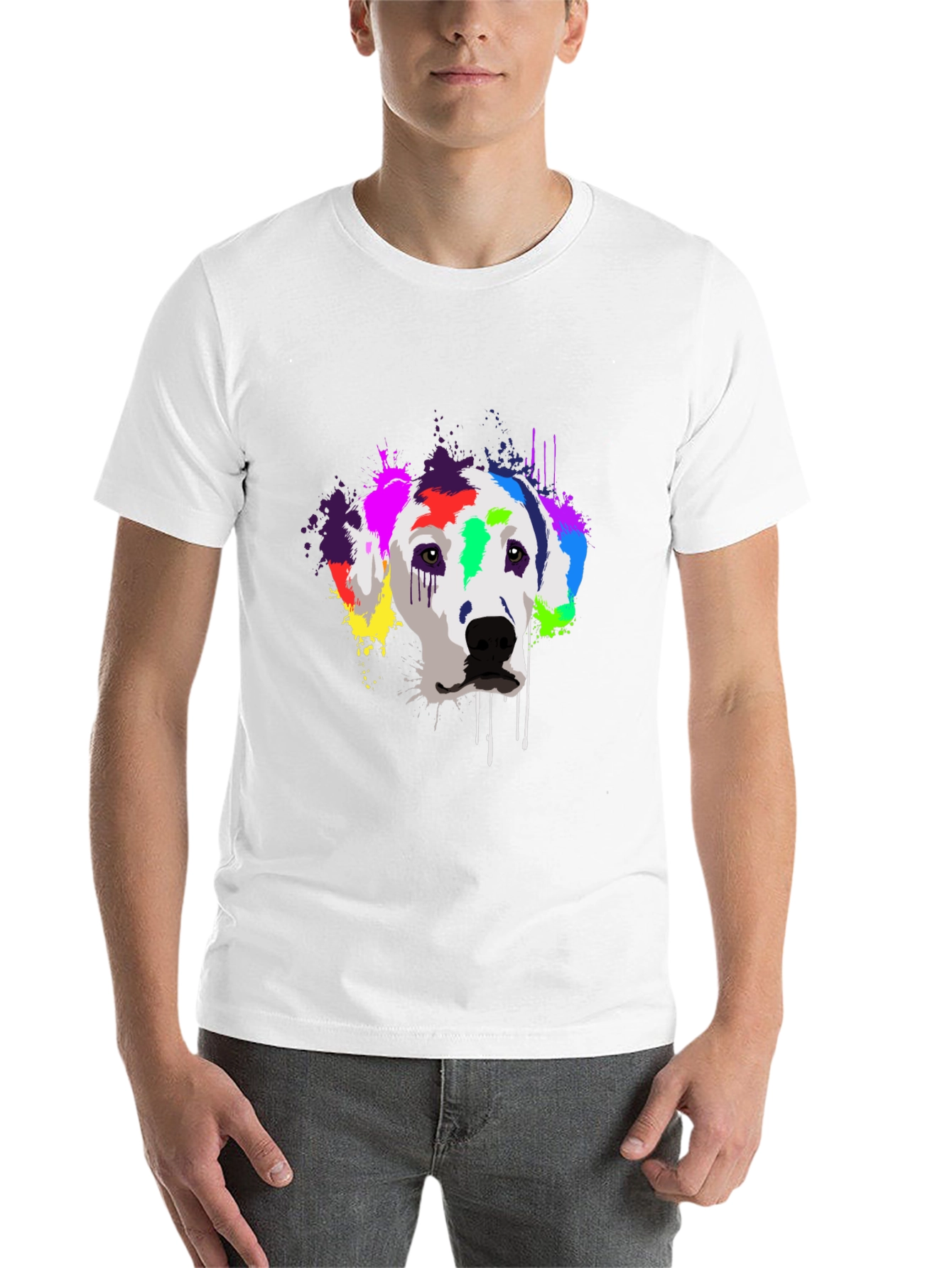 Black Colorful Dalmatian Dog Graphic T-Shirt - Black view 14